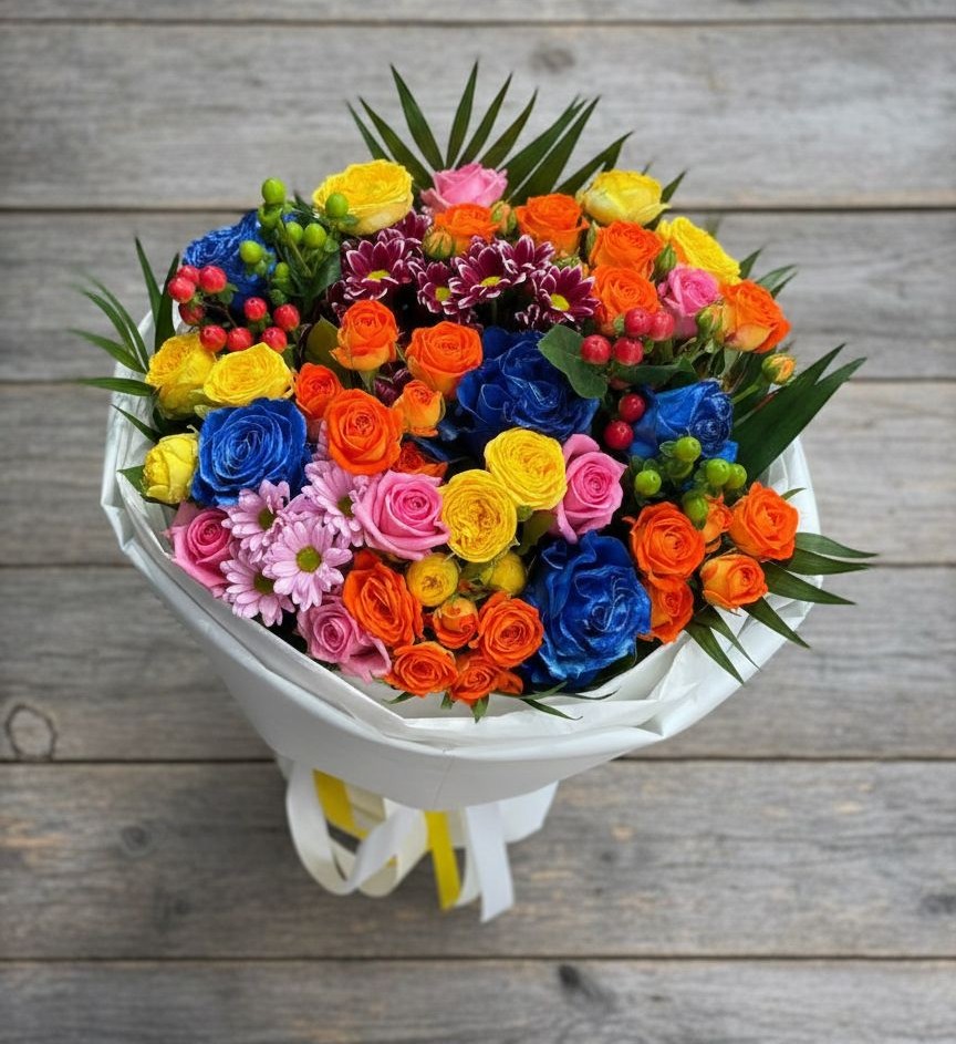 Букет цветов из: Розы и Хризантемы в Подгорной Краснодарского края