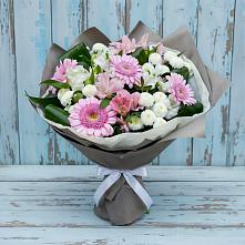 Букет цветов из:  Герберы, Альстромерии и Хризантемы в Подгорной Краснодарского края