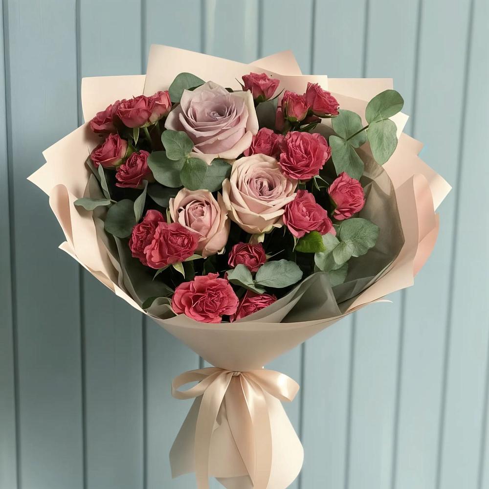 Букет цветов из: Гвоздики и Розы в Подгорной Краснодарского края