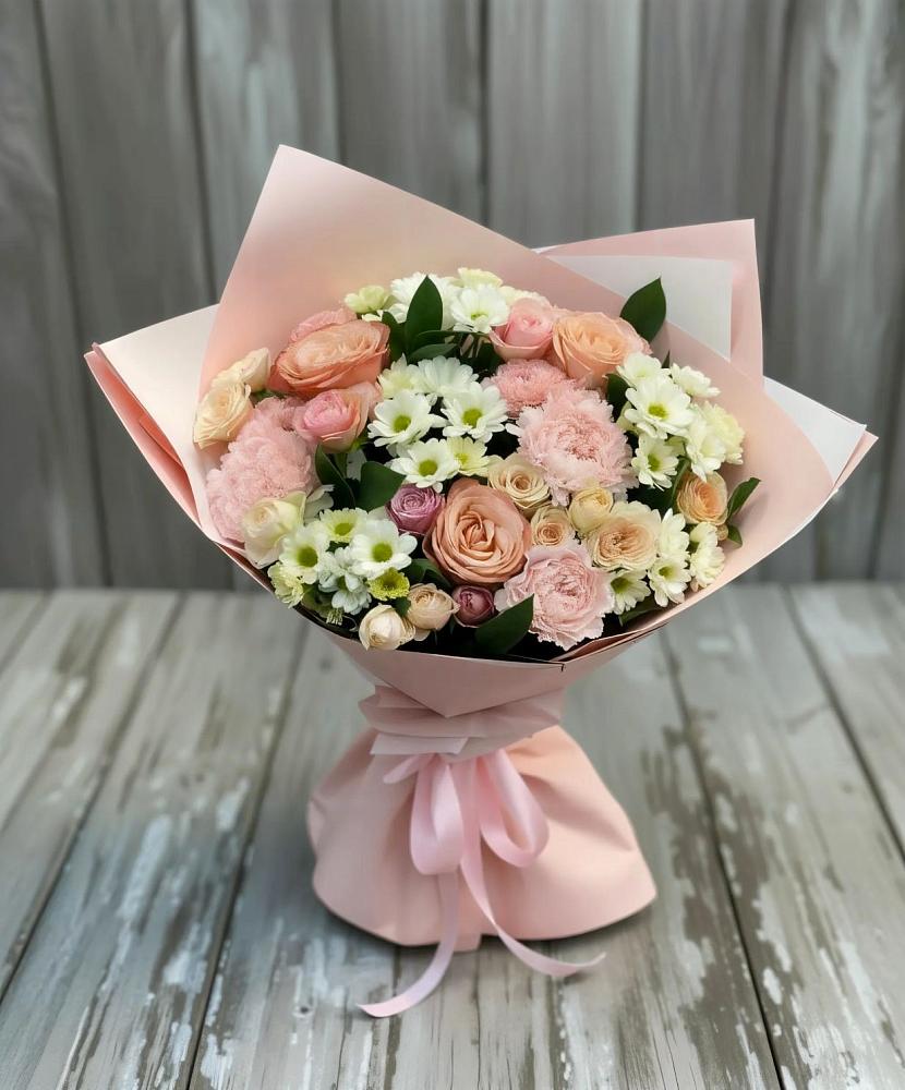 Букет цветов из: Гвоздики, Розы и Хризантемы в Подгорной Краснодарского края