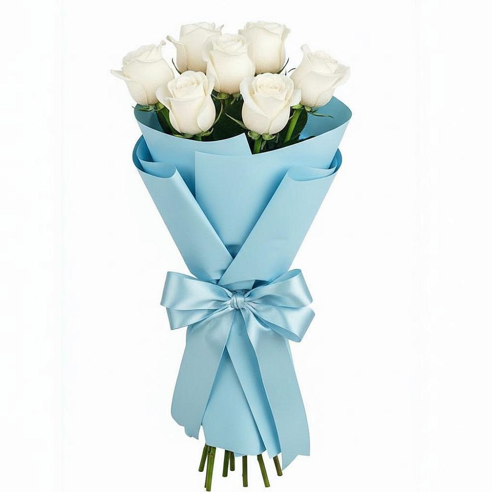 Букет 7 белых роз Проуд в Подгорной Краснодарского края