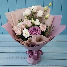 Букет цветов из:  Розы и Лизиантусы в Подгорной Краснодарского края