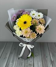 Букет цветов из:  Розы, Герберы и Хризантемы в Подгорной Краснодарского края