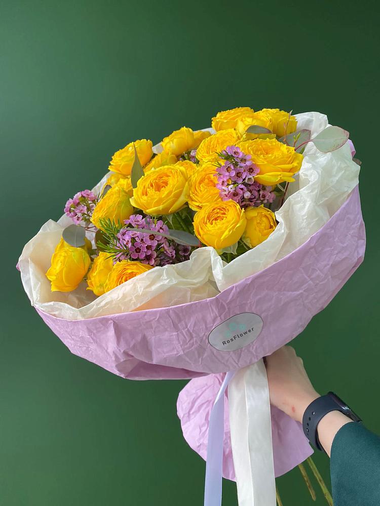 Кустовые желтые розы в Подгорной Краснодарского края Букет Кустовые желтые розы в Подгорной Краснодарского края