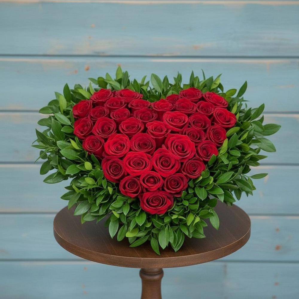 Цветочная композиция из Розы в виде сердца в Подгорной Краснодарского края