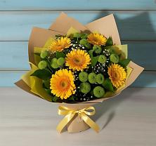 Букет цветов из:  Герберы и Хризантемы в Подгорной Краснодарского края