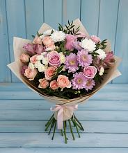 Букет цветов из:  Хризантемы, Розы и Альстромерии в Подгорной Краснодарского края