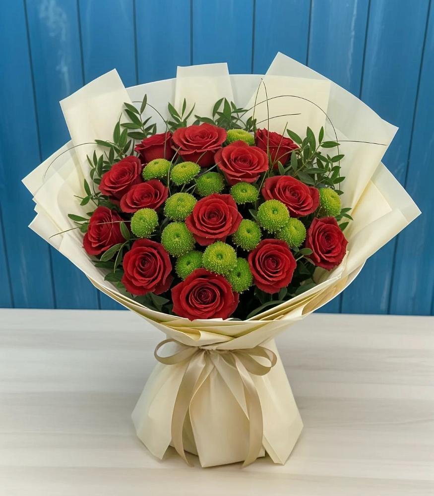 Букет цветов из: Розы и Хризантемы в Подгорной Краснодарского края