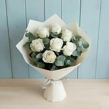Букет Белые розы в Эвкалипте в Подгорной Краснодарского края