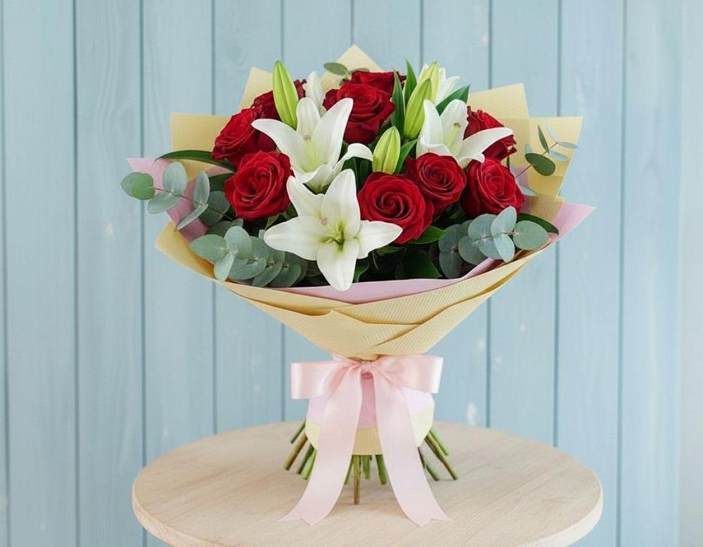 Букет цветов из: Лилии и Розы в Подгорной Краснодарского края